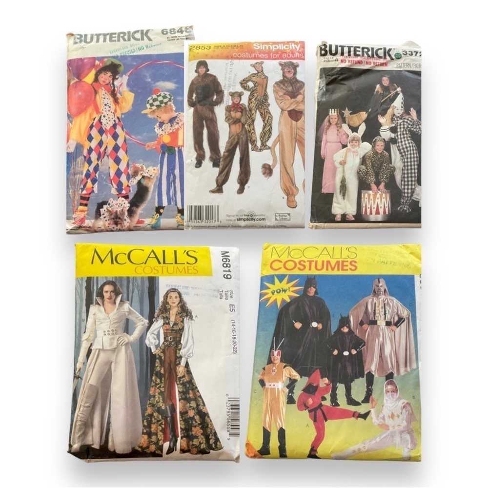 Halloween Costume Sewing Patterns Lot Adult Kids Superhero Clown Princess